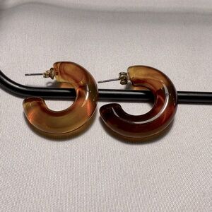 Francesca's Collections Brown Chunky Hoop Earrings